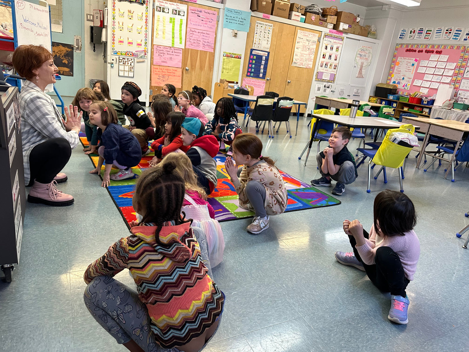 Lara Hocheiser presenting on Community Helpers in kindergarten