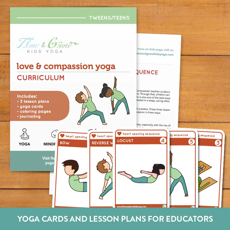 Love and compassion lesson plan for kids and teens - yoga cards