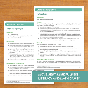 Movement, Mindfulness, Literacy, and Math