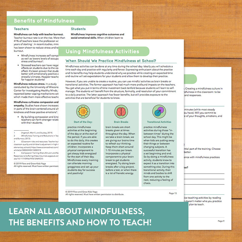 mindfulness in schools. activities for teachers