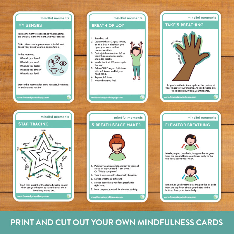 mindfulness cards for students. learning materials for mindful education