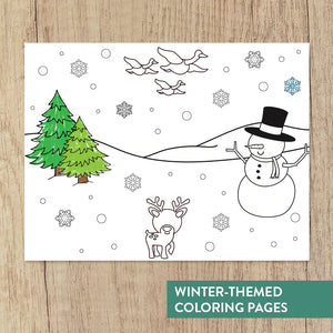winter yoga coloring activity