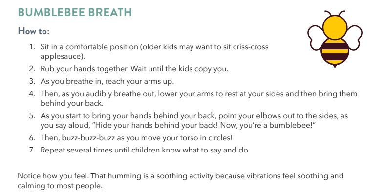 Bumblebee Breath technique for kids’ yoga breathing