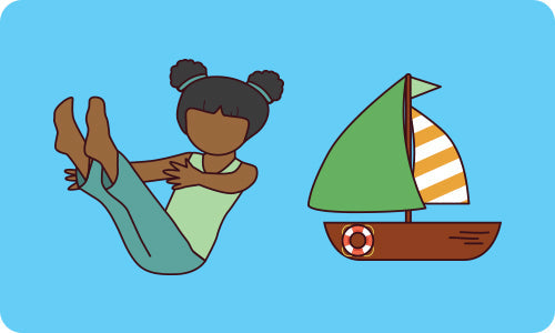 Kids yoga boat pose