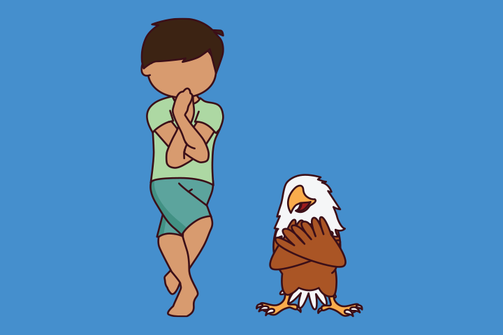 Child doing Eagle pose