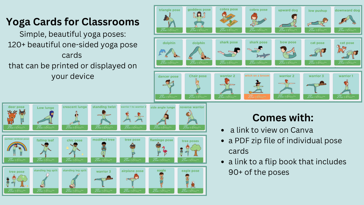 120+ Beautiful Yoga Cards for Kids for Classrooms