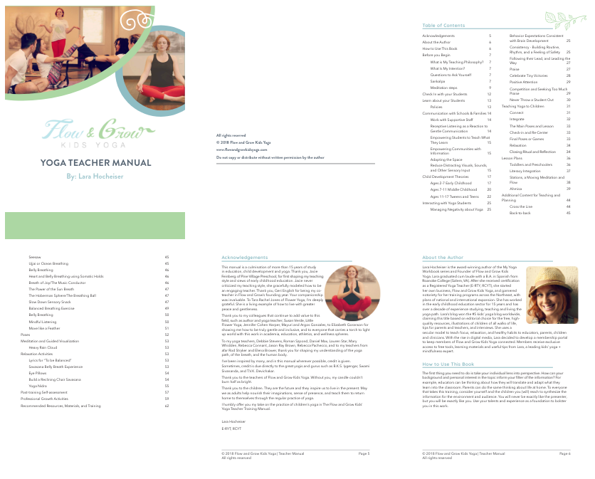 Foundations of children's yoga teacher training manual (manual only)
