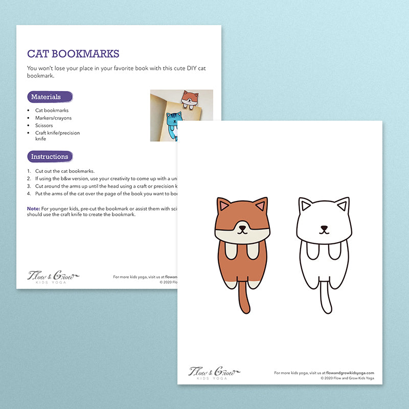 cat yoga bookmark. make your own bookmark printable
