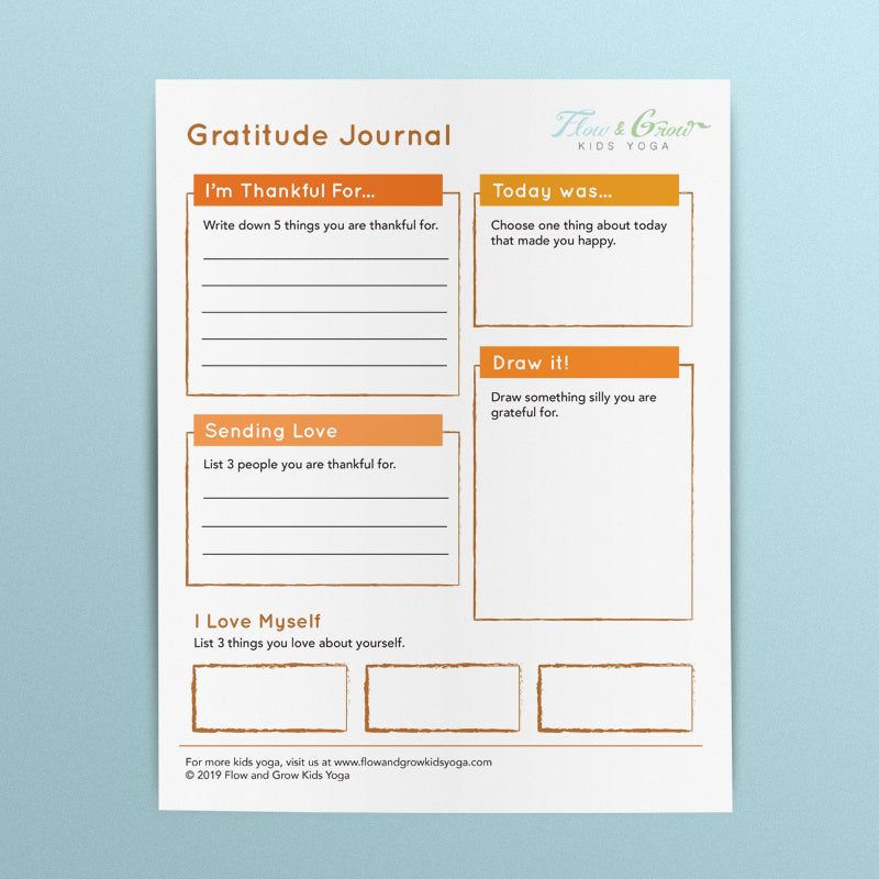 gratitude journal. printable gratitude activities for kids. "I'm thanks for..." "Today was..." "Draw something you are grateful for!" "send love to 3 people." "3 things I love about myself"