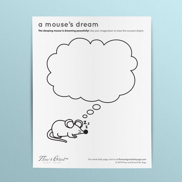 kids yoga activity. sleep activity for kids. coloring sheet. mouse coloring sheet. 