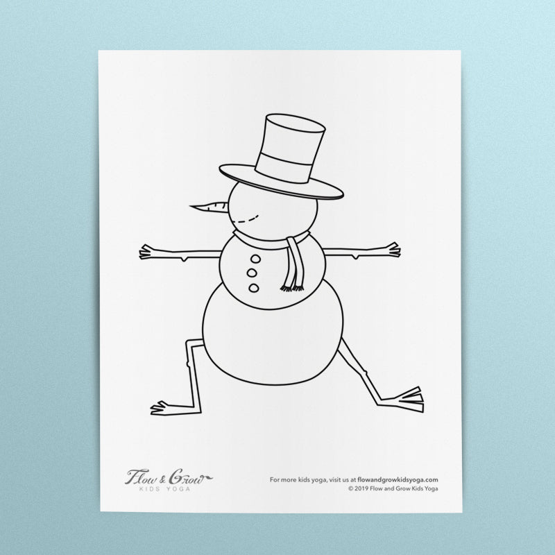Snowman in Warrior I Coloring Page
