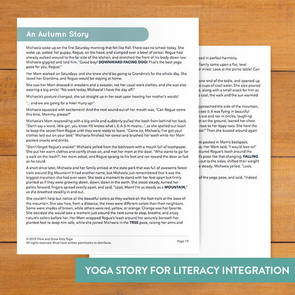 Autumn kids yoga story - literacy activity