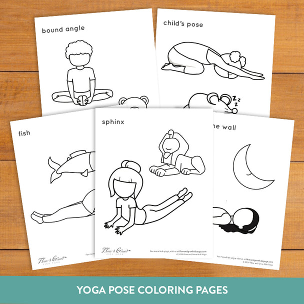 Yoga pose coloring pages