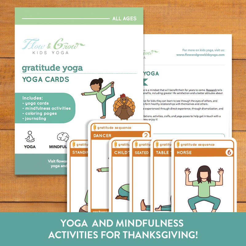 Kid’s Gratitude Yoga Cards & Pose For Thanksgiving