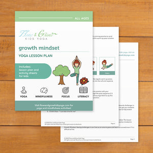 Growth Mindset Lesson Plan for yoga and mindfulness focus and literacy
