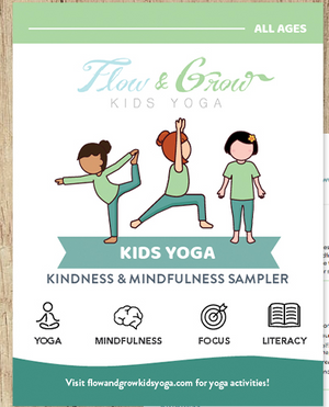 Kids yoga lesson plan. Yoga cards, activities, and crafts. Dancer pose, warrior 1 pose, mountain pose. 
