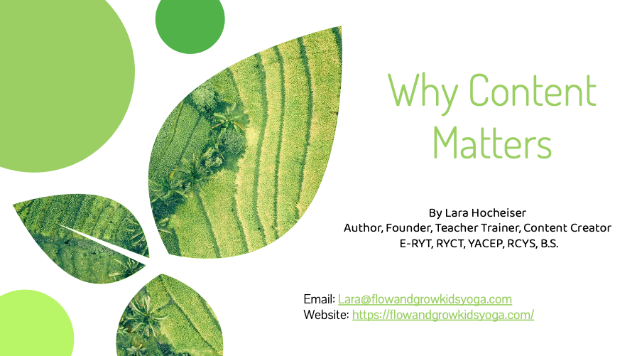 Content creation powerpoint presentation. "Why content matters" by Lara Hocheiser. 
