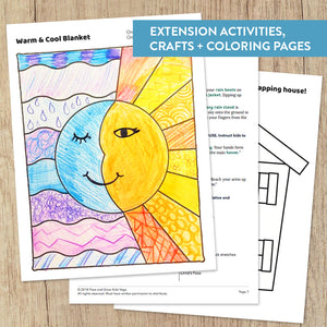 coloring activities - cool and warm colors - The Napping House book accompaniment for yoga and mindfulness education