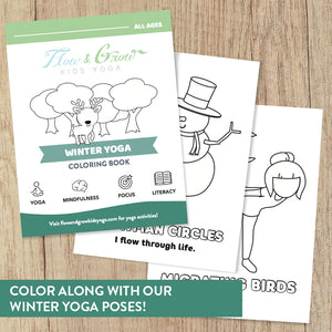 winter yoga pose coloring book - kids yoga