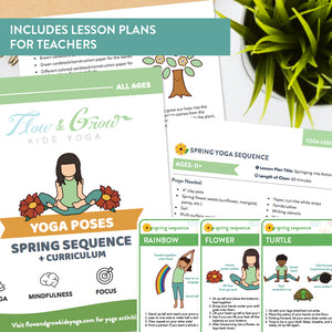 Spring yoga cards and lesson plan kids yoga activities
