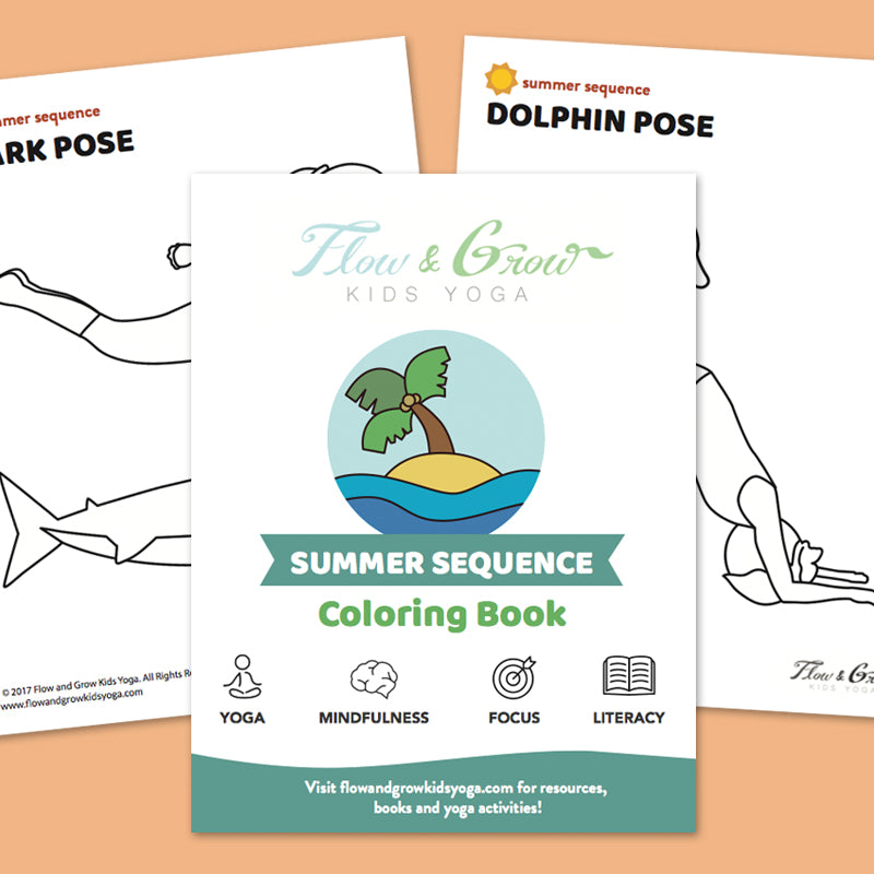 Summer at the Beach Yoga Cards and Coloring Book