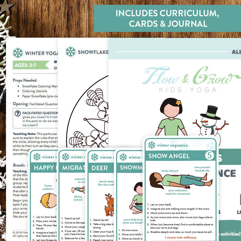 Winter Sequence Yoga Cards and Lesson Plans for Kids